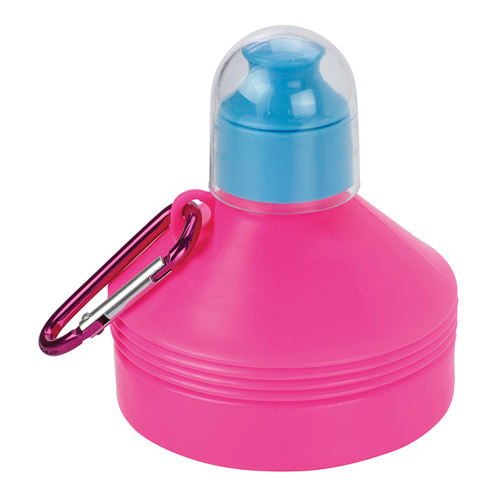 Barron 600ml Collapsible Water Bottle with Carabiner Clip - Pink