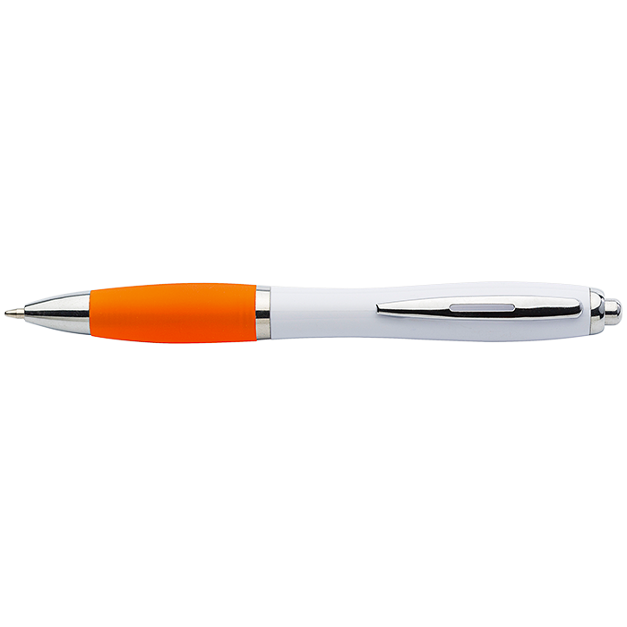 White Barrel Curved Design Ballpoint Pen