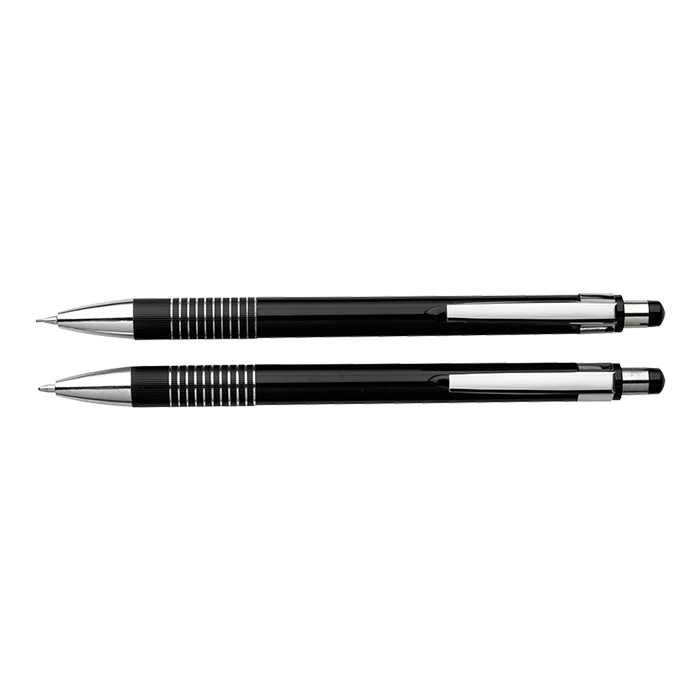 Matching Ballpoint Pen and Clutch Pencil Set in Translucent - Black