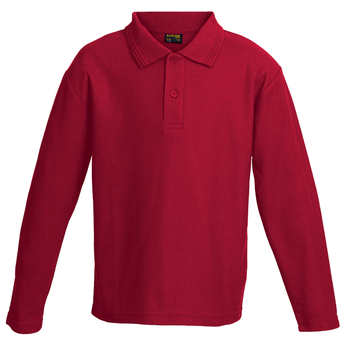 175g Pique Knit Long Sleeve Golfer Kiddies - Black