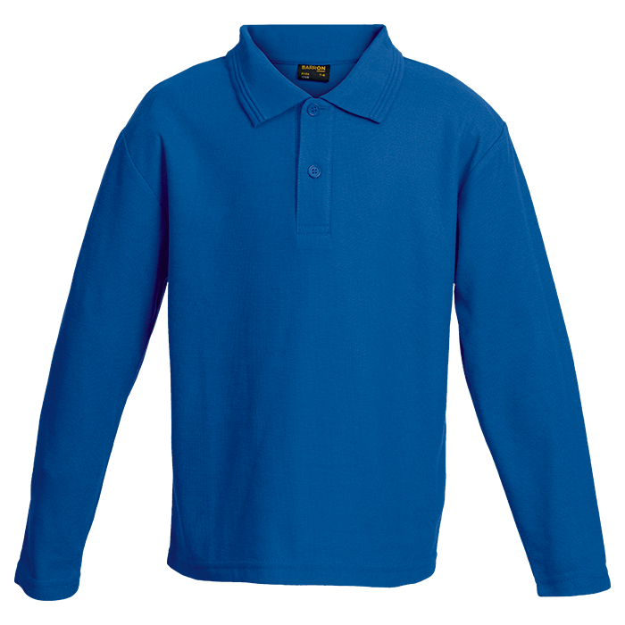 175g Pique Knit Long Sleeve Golfer Kiddies - Black