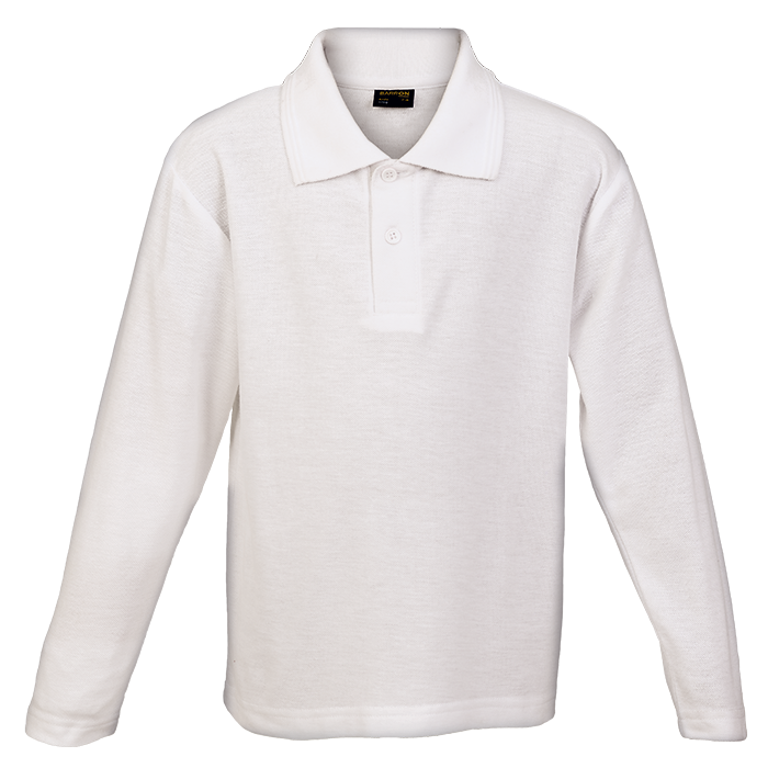 175g Pique Knit Long Sleeve Golfer Kiddies - Black