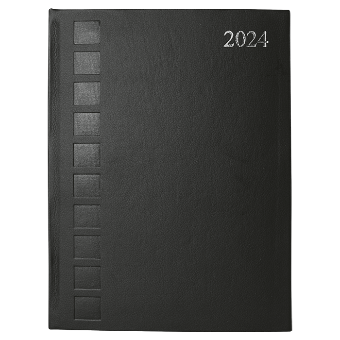 Barron 2024 A4 Square Stitch Diary - Black
