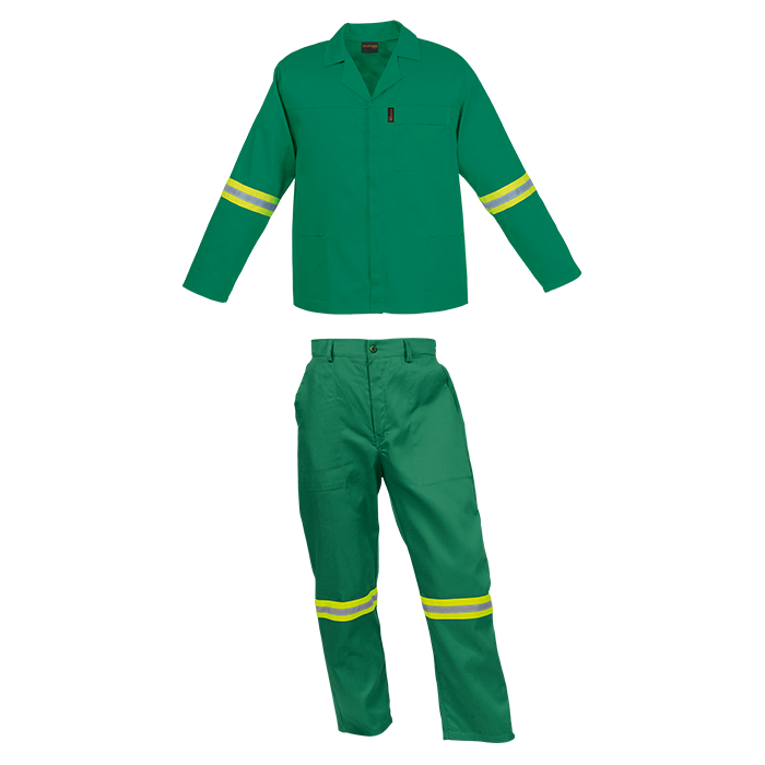 Barron Budget Poly Cotton Conti Suit with Reflective - Emerald