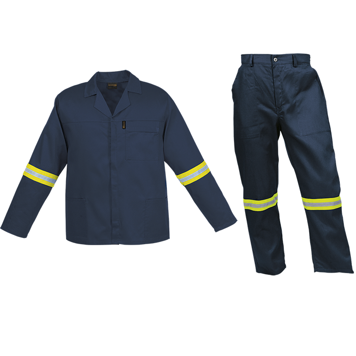 Barron Budget Poly Cotton Conti Suit with Reflective - Navy
