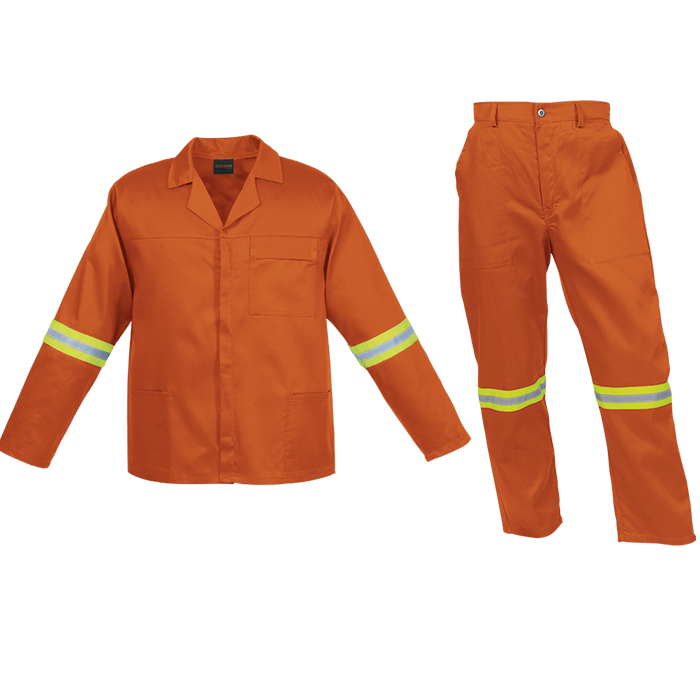 Barron Budget Poly Cotton Conti Suit with Reflective - Orange