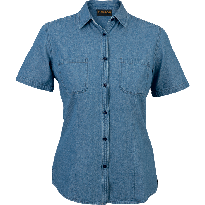 Barron Ladies Denim Blouse Short Sleeve (LL-DEN)