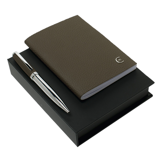 Barron Cerruti Luxury Notebook and Pen Set - Taupe