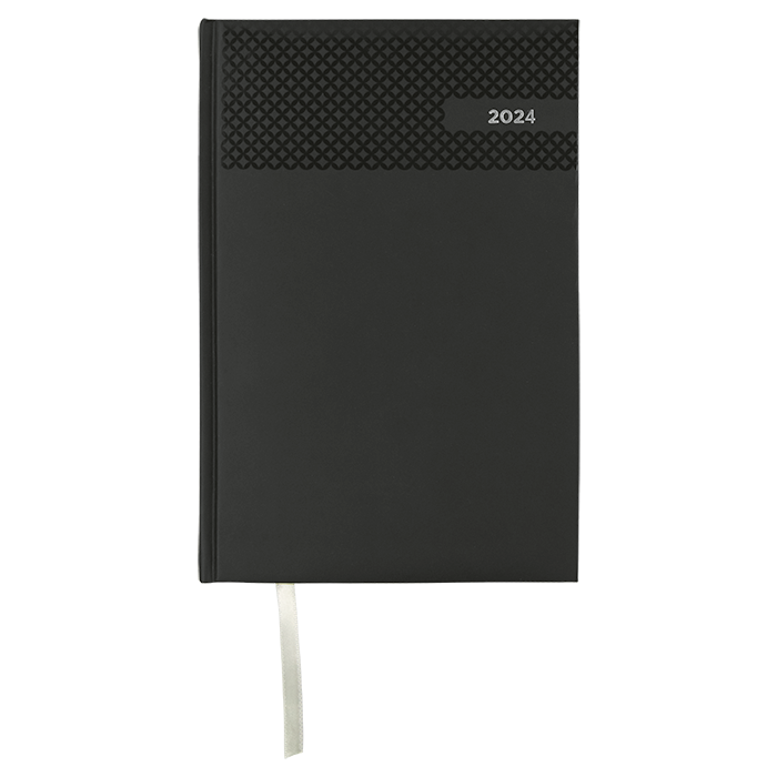Barron 2024 A5 Velvet Touch Diamond Diary - Black