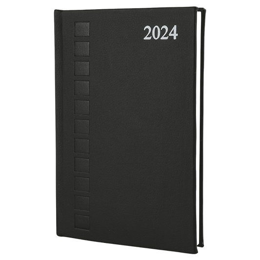 Barron 2024 A5 Square Stitch Diary - Black