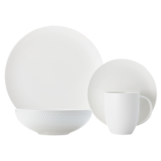 White Basics Diamonds Dinner Set 16 Piece