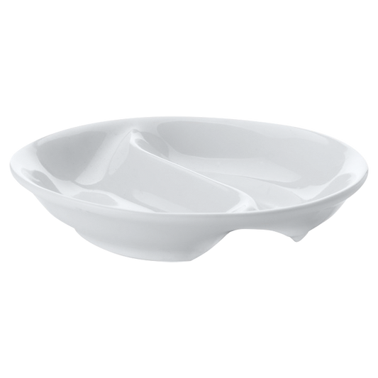 White Basics Round Divided Sauce Dish