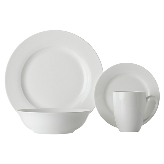 White Basics Soho Rim Dinner Set 16 Piece