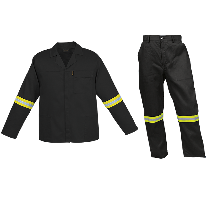 Barron Budget Poly Cotton Conti Suit with Reflective - Black