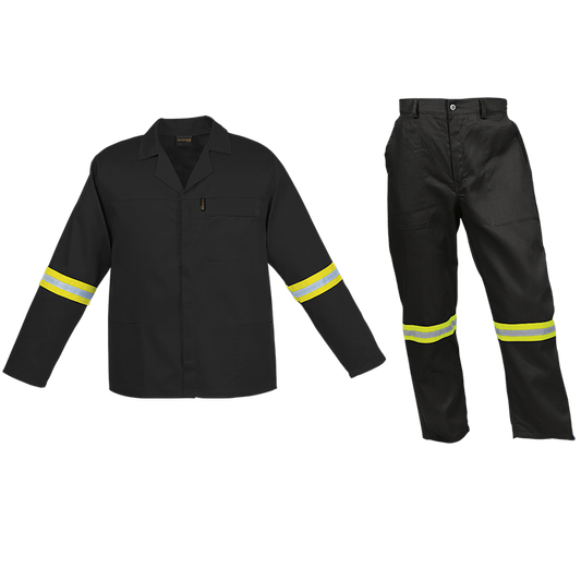 Barron Budget Poly Cotton Conti Suit with Reflective - Black