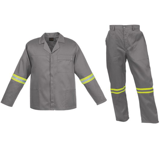 Barron Budget Poly Cotton Conti Suit with Reflective - Grey