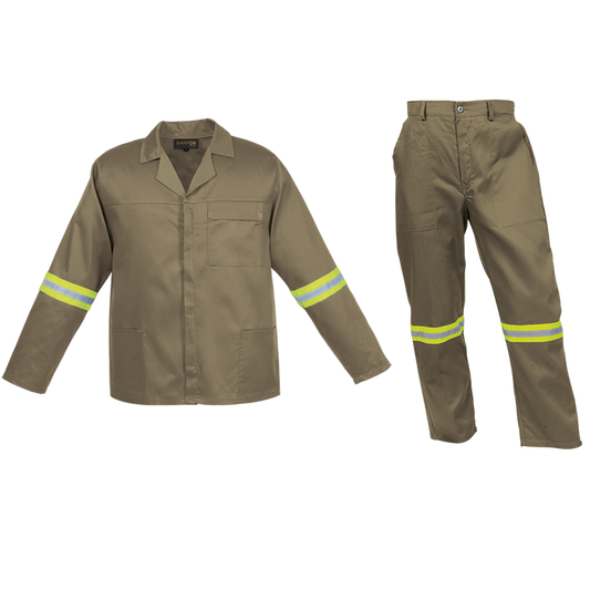 Barron Budget Poly Cotton Conti Suit with Reflective - Khaki