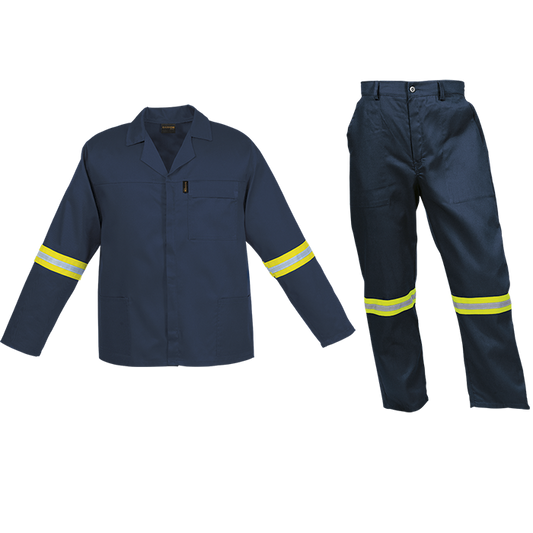 Barron Budget Poly Cotton Conti Suit with Reflective - Navy