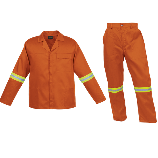 Barron Budget Poly Cotton Conti Suit with Reflective - Orange