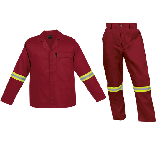 Barron Budget Poly Cotton Conti Suit with Reflective - Red