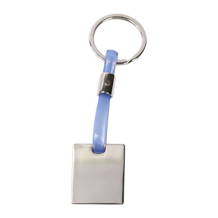 Shiny Nickel Keychain with Translucent Strap