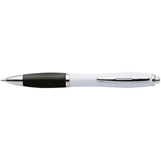 White Barrel Curved Design Ballpoint Pen