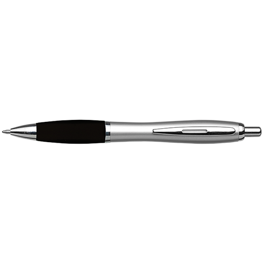 Silver Barrel Curved Design Black Ink Pen