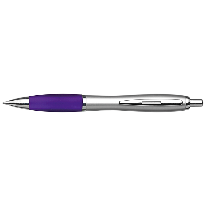 Silver Barrel Curved Design Ballpoint Pen
