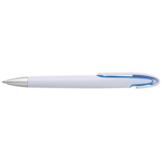 Rounded Clip Ballpoint Pen With White Barrel
