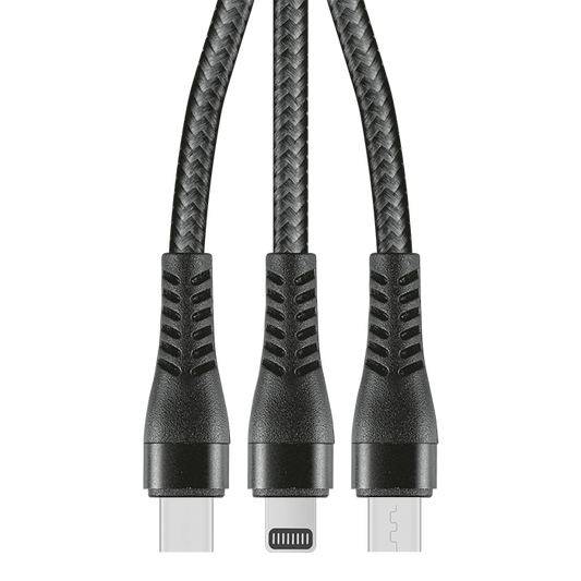 1.2m 3-In-1 Charger Cable Allum alloy and Braiding