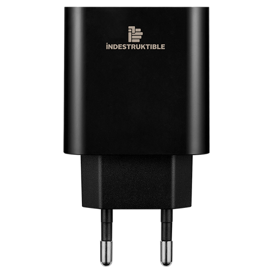 IND 3.1AMP Dual USB Wall Charger With Micro-USB & Type-C Cab