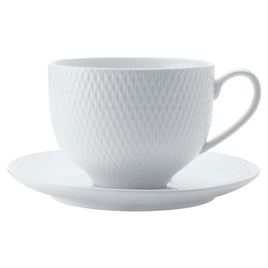White Basics Diamonds Tea Cup and Saucer 220ml