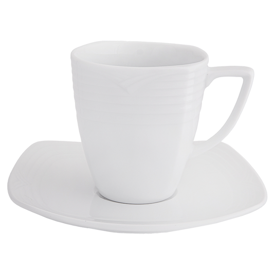 Arctic White Square Tall Cup and Saucer