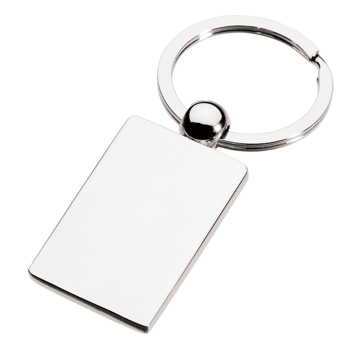 Barron BK0018 - Shiny Nickel Rectangular Keychain