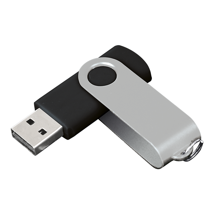 Barron BE0079 - 16GB Black/Silver Swivel USB