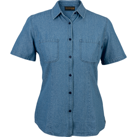 Barron Ladies Denim Blouse Short Sleeve (LL-DEN)