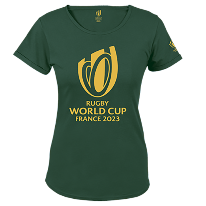 Barron 160g Single Jersey RWC 2023 Tee Gold Trophy Print Ladies