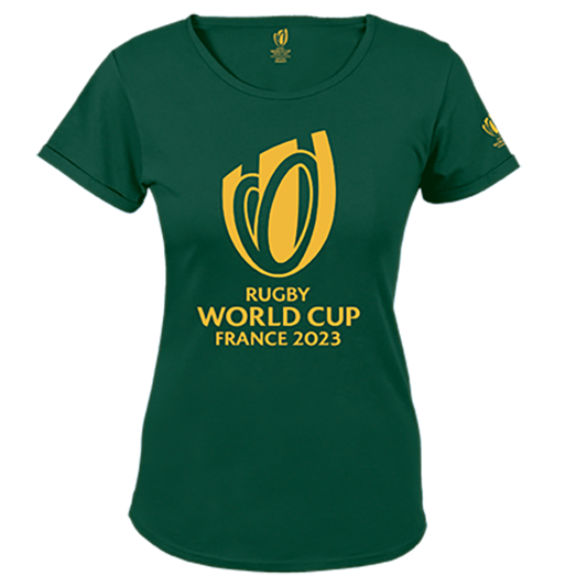 Barron 160g Single Jersey RWC 2023 Tee Gold Trophy Print Ladies
